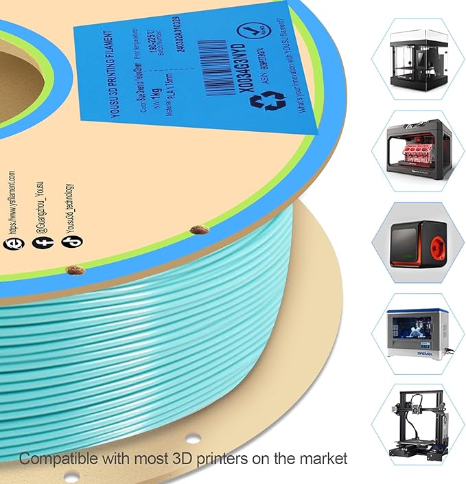 YOUSU 1.75 mm PLA 3D Printer Filament Color Change by Temperature PLA Filament Blue Green to Yellow Green PLA 1kg 3D Printing Filament for 3D Printer & 3D Pen.