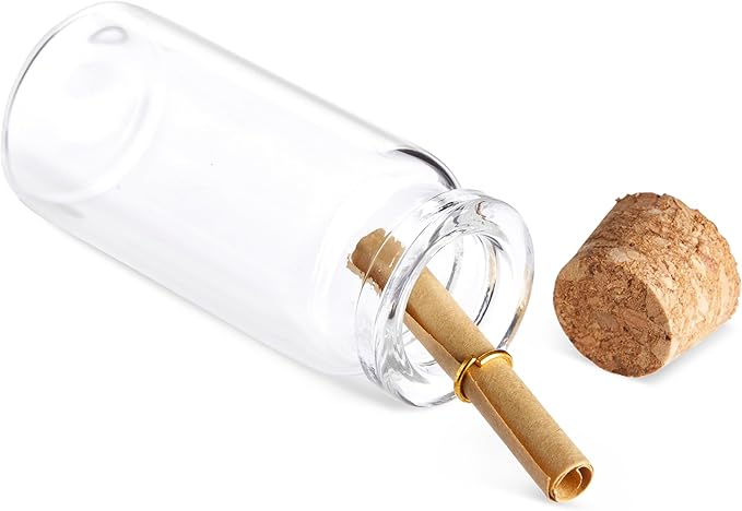 Bright Creations 48 Pack 10ml Create A Message In A Bottle Kit, Bulk Small Glass Cork Bottles with Mini Scrolls for Time Capsules, Wedding Favors