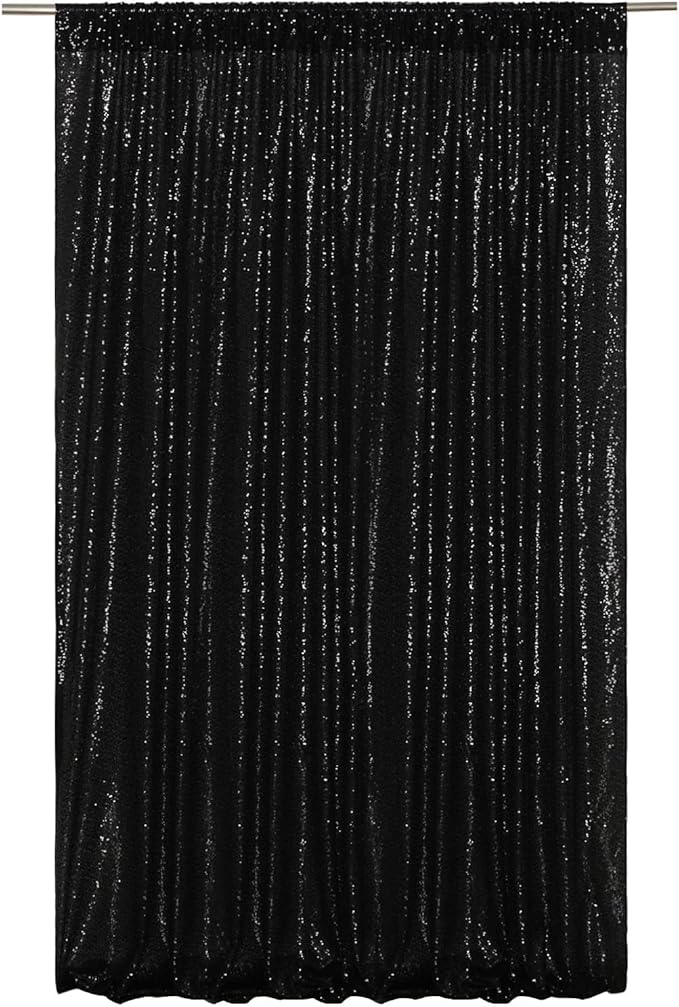 Poise3EHome 4x8ft Black Sequin Backdrop, Upgrade Shimmer Backdrop for Halloween Decor, Party Photo Booths, and Event Decorations