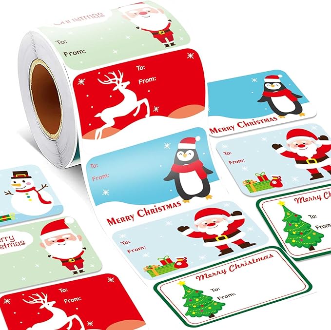 300PCS Christmas Gift Tags Stickers, Self-Adhesive Christmas Name Tags for Gifts Wrappings Christmas Gift Labels Stickers for Presents Boxes Bags Envelopes