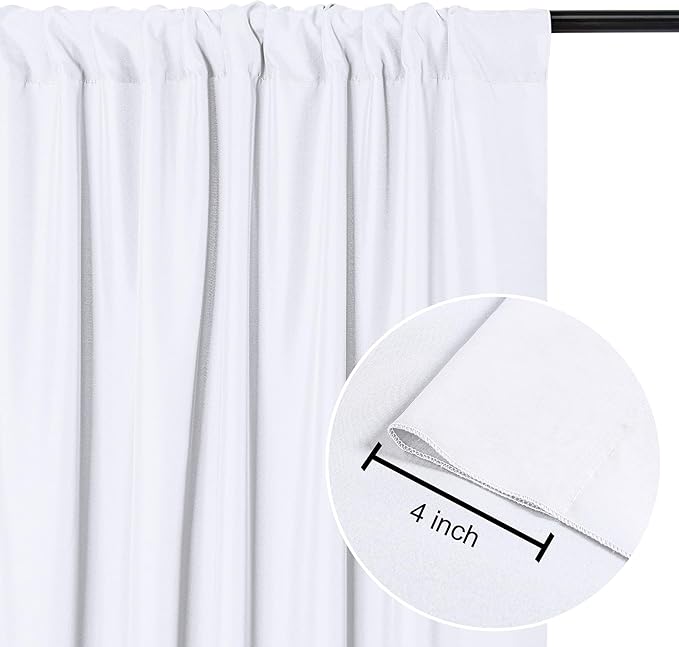 DWCN 10x10 FT White Backdrop Curtains for Parties, Photography Backdrop Drapes with Rod Pockets for Wedding Decorations Stage Birthday Family Gatherings, 2 Panels 5ft x 10ft