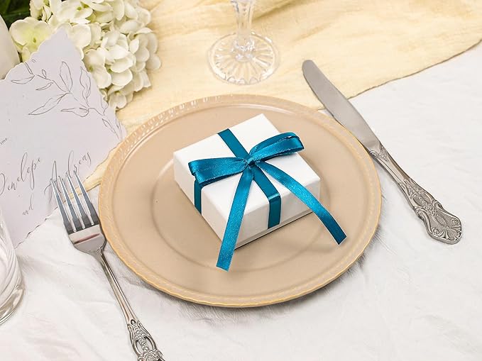 Turquoise Satin Ribbon 3/8 inch X Continuous 100 Yards, Single Face Polyester Ribbon Perfect for Gift Wrapping, Flower Bouquet, Wedding Decor, Crafts, Bow Making, Sewing and More