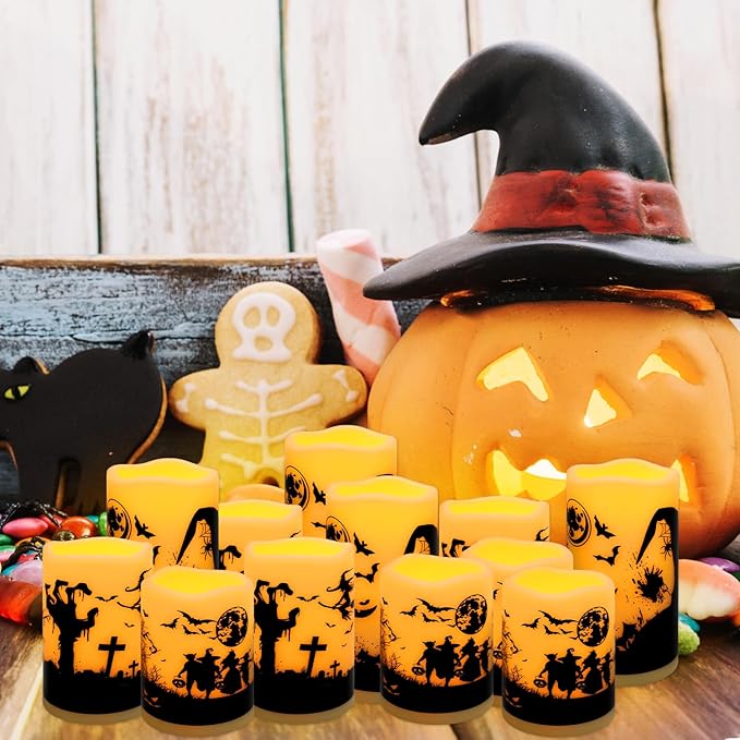 12-Pack Waterproof -Flameless Led Candles，Remote Control and Timer Functions for Halloween and More Decorations（3 Sizes）