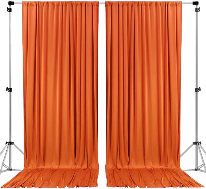 AK TRADING CO. 10 feet x 10 feet Polyester Backdrop Drapes Curtains Panels with Rod Pockets - Wedding Ceremony Party Home Window Decorations - Orange