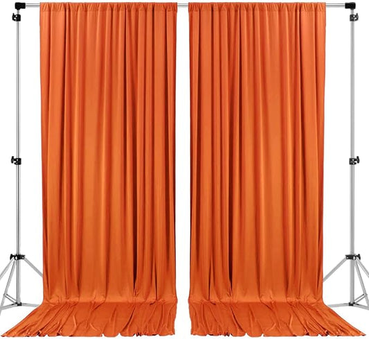 AK TRADING CO. 10 feet x 10 feet Polyester Backdrop Drapes Curtains Panels with Rod Pockets - Wedding Ceremony Party Home Window Decorations - Orange