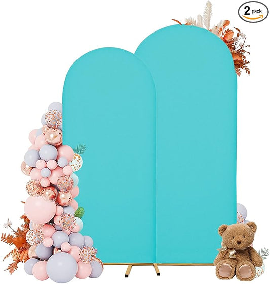 Wedding Arch Covers Arch Backdrop Cover Arch Stand Covers 7.2FT 6FT Set of 2 Arch Cover Spandex Fabric Stretchy Backdrop for Wedding Birthday Party Decoration Baby Shower (Sky Blue)