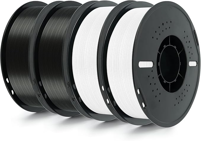 Kingroon 4KG PLA Filament 1.75mm 3D Printer Filament Pla Filament Dimensional Accuracy +/- 0.02mm, Fit Most FDM Printer, 1KG X 4 Spools (2 Black+2 White)