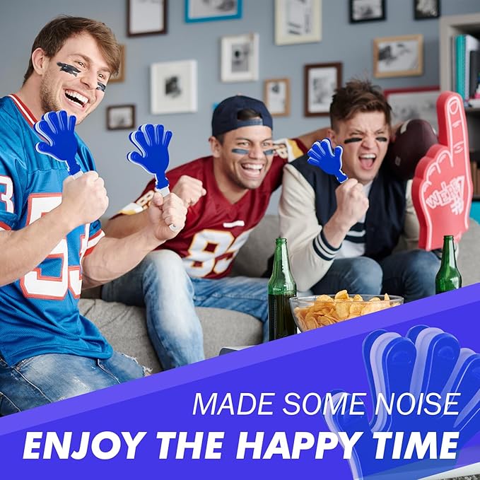 36 Pcs Hand Clappers Noisemakers 7.5 Inch Clappers Noisemakers Plastic Hand Clappers for Birthdays Game Football Sporting Events Cheers Supplies Dance Basketball Football Noisemakers(Blue and White)