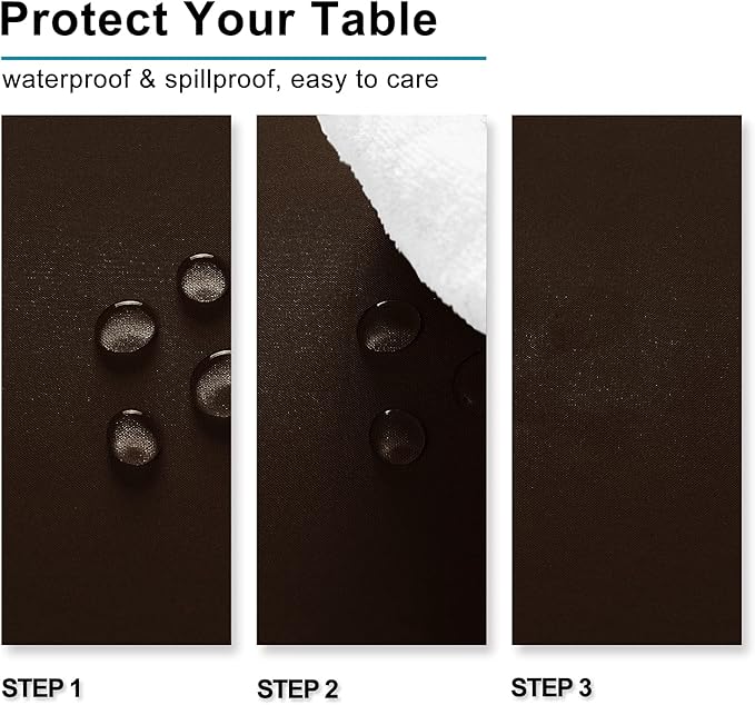 Hiasan Waterproof Tablecloth Rectangle - Washable Fabric Table Cloth for Dining Room Kitchen Birthday Party and Outdoor Use, Chocolate, 70 x 108 Inch