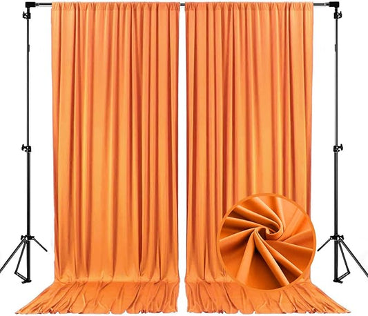 10 x 7 Feet Orange A Backdrop Curtain for Partie, Background Curtains for Photoshoot, Birthday, Wedding, Halloween, Thanksgiving, Christmas, New Year Party Decorations 5Ft x 7Ft, 2 Panels