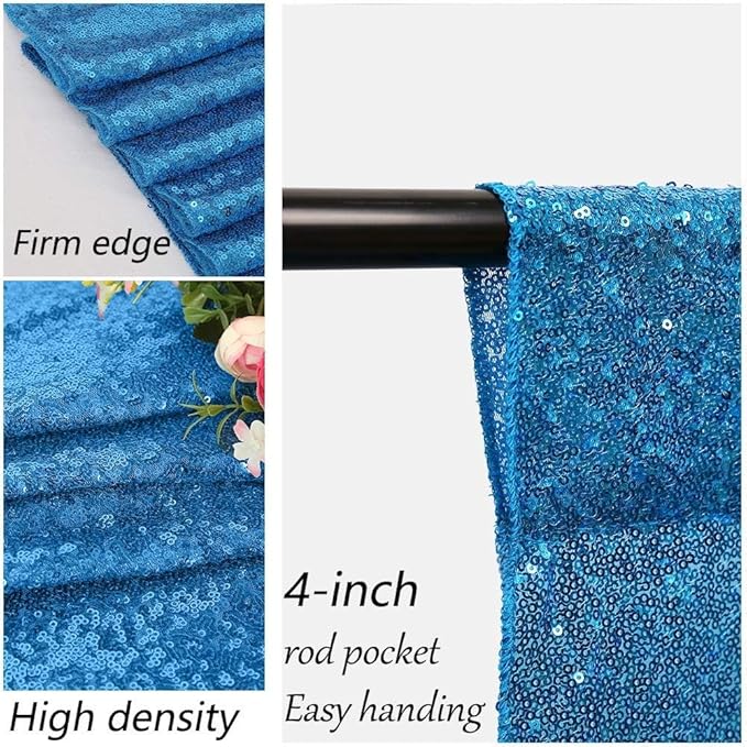 8ft x 8ft Aqua Blue Sequin Backdrop Curtain Sparkle Photo Backdrop for Wedding Birthday Baby Shower Wall Decorations