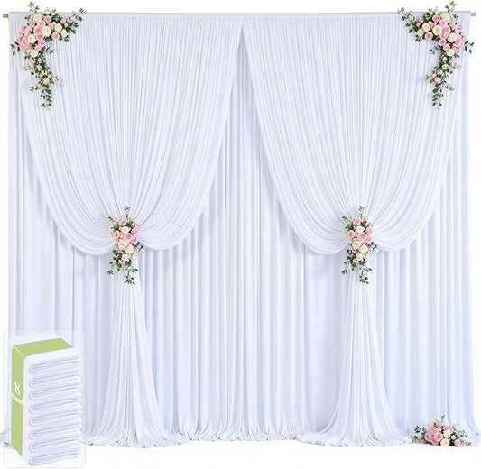 40ft x 12ft White Backdrop Curtains Wrinkle Free Backdrop Curtain for Wedding Parties White Fabric Backdrops Drapes Back Drop Cloth Bridal Shower Stage Curtains Wedding Decorations for Reception