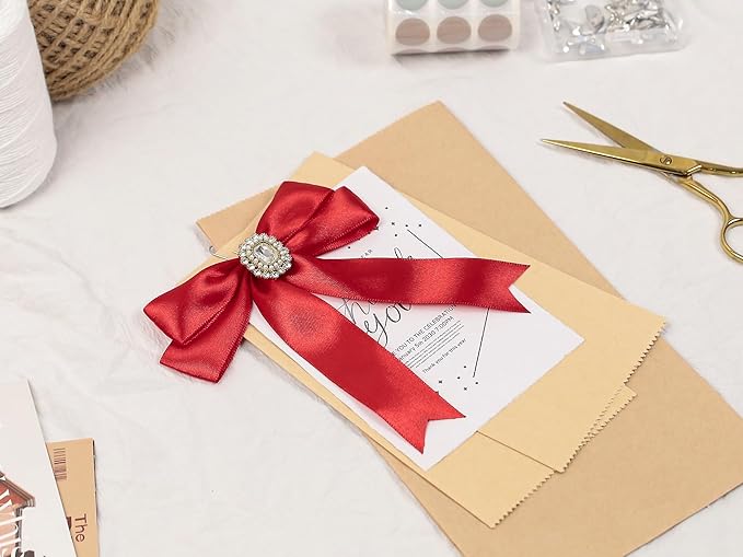 Red Satin Ribbon 1 inch X Continuous 100 Yards, Single Face Polyester Ribbon Perfect for Gift Wrapping, Flower Bouquet, Wedding Decor, Crafts, Bow Making, Sewing and More