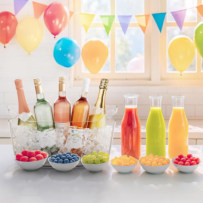 Lifewit Large 6.5L Ice Bucket for Parties 4 Pcs (in 1 Package), Portable Drink Bucket for Cocktail Bar, Plastic Champagne Cooler for Beverage/Wine/Beer, Mimosa Bar Supplies Chiller Tub with Scoop