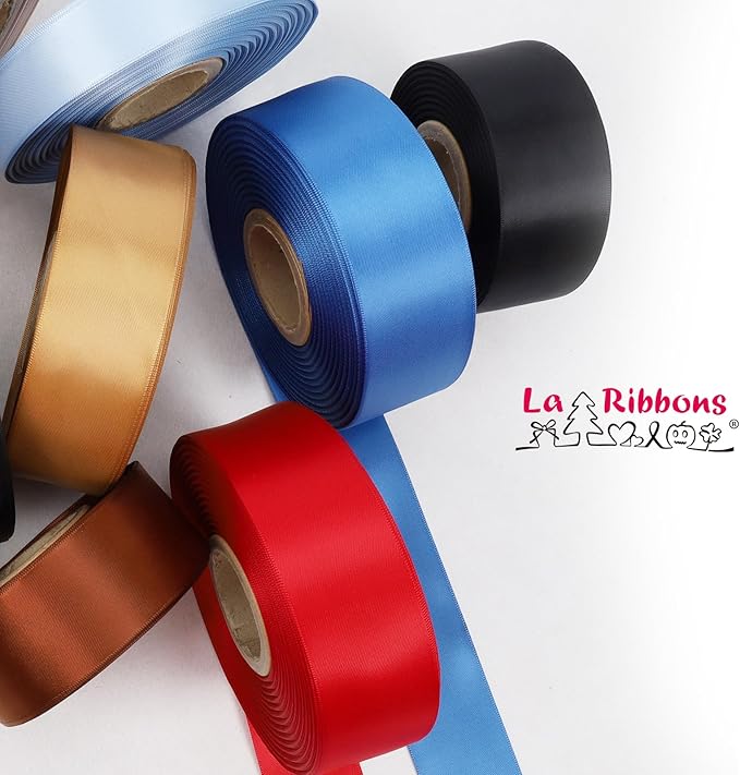 LaRibbons 3/8 Inch 25 Yard Double Faced Satin Ribbon,Black Small Satin Craft Fabric Ribbon for Gift Wrapping Floral Bouquets Wedding Party Decoration