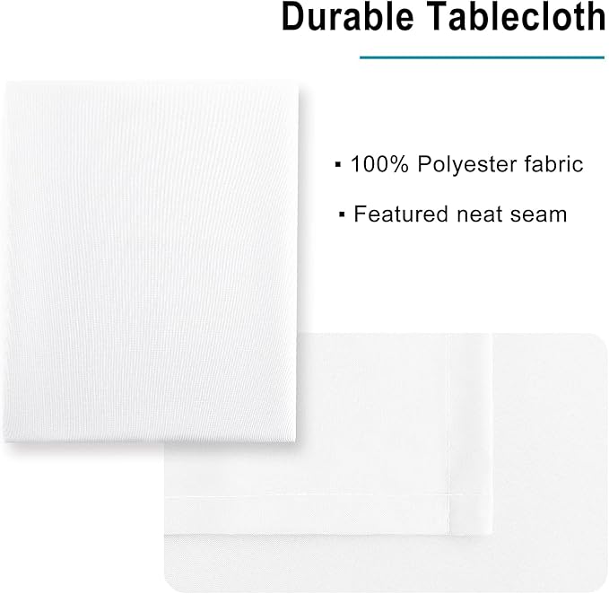 Hiasan White Rectangle Tablecloth - Waterproof Washable Polyester Fabric Table Cloth for Buffect Dining Birthday Party Wedding, 30 x 60 Inch
