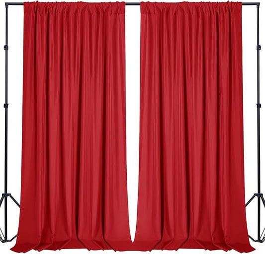Sugargirl 10x10FT Red Backdrop Curtains Polyester Photo Backdrop Drapes Curtains 2 Panels with Rod Pockets for Party Birthday Wedding Photography Home Decoration