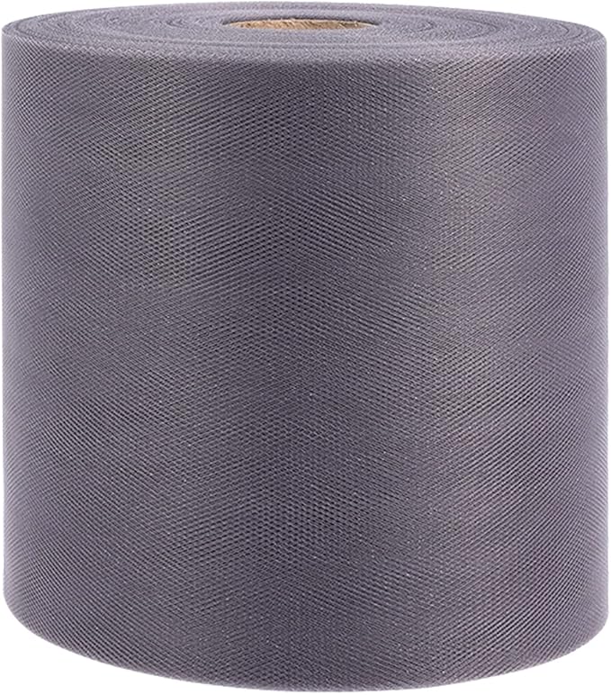 Tulle Fabric Roll, 6” by 200 Yards (600FT) Tulle Organza Fabric Spool for DIY Tutu Skirt Baby Shower Decor Wedding Backdrop Crafts Birthday Party Supplies (Grey)