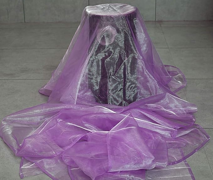 VDS Light Purple Organza Fabric, 5 Yards Continuous, 45” Wide, Wedding Party Decoration Iridescent Crystal Sheer Shiny Organza Tulle Bridal Dress DIY Crafts Costume Sewing Backdrop Arch Cloth
