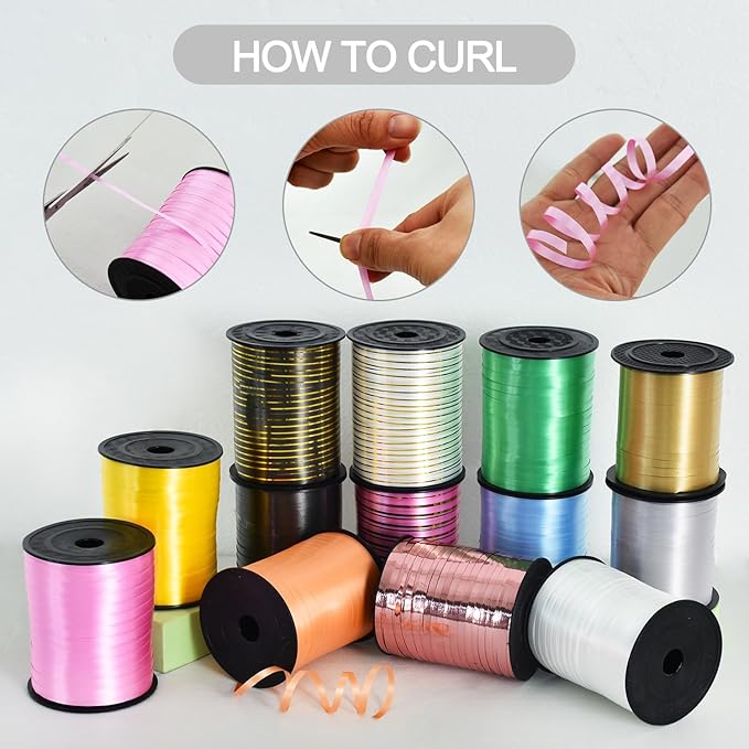 TONIFUL 500 Yards Curling Ribbon-Balloon Ribbon-Balloon String for Art&Craft Decor,Gift Wrapping,Ribbons and Bows for Christmas New Year Birthday Gifts Graduation Supplies (White)