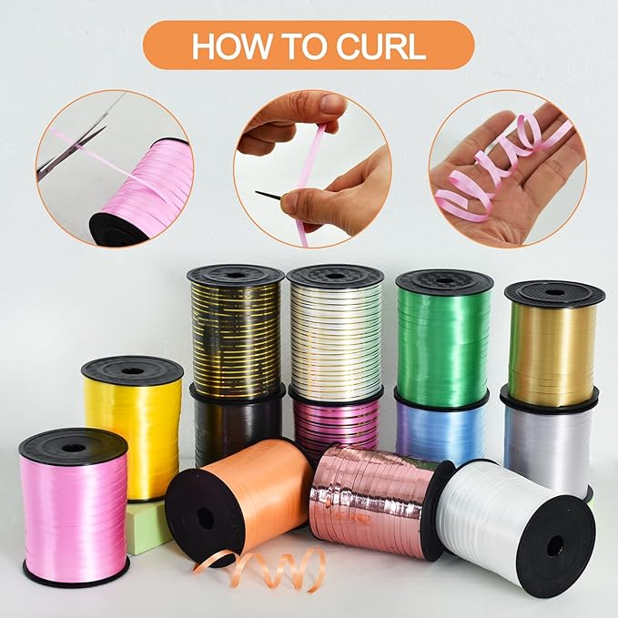 TONIFUL 500 Yards Curling Ribbon-Balloon Ribbon-Balloon String for Art&Craft Decor,Gift Wrapping,Ribbons and Bows for Christmas New Year Halloween Birthday Gifts Graduation Supplies (Orange)