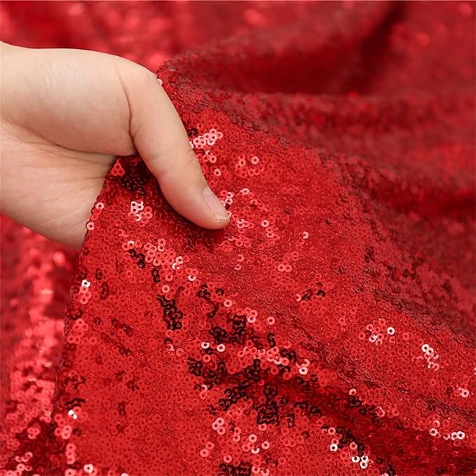 Red Sequin Backdrop Curtains 4 Panels 2FTx8FT Glitter Red Drapes Photo Backdrop Party Wedding Baby Shower Curtain Sparkle Photography Background