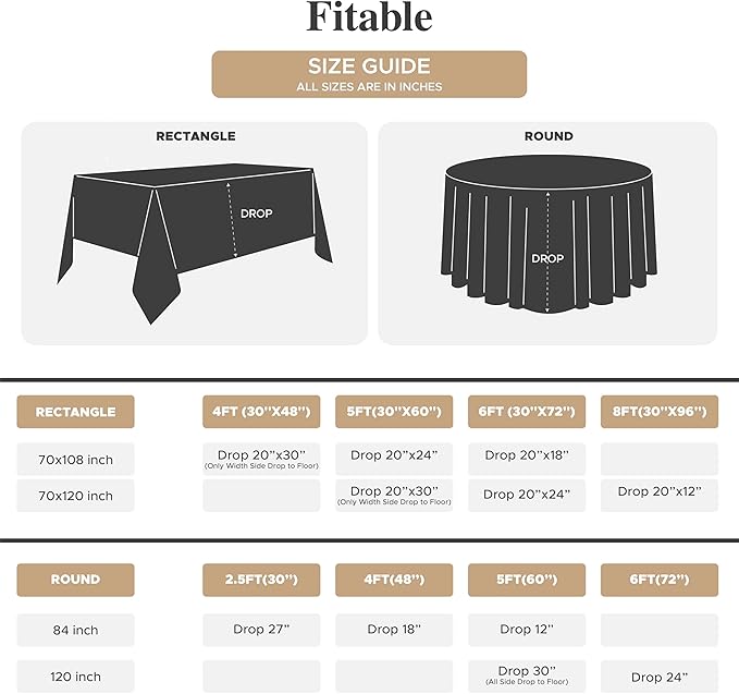 Fitable 8 Pack Table Cloth Rectangle Table: Stain and Wrinkle Resistant Tablecloth Rectangular, Washable Polyester Tablecloths for Wedding Christmas Party Dining Banquet Event(Red, 70x108 Inch)