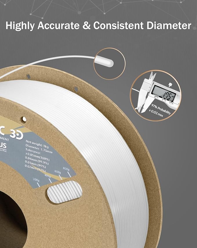 DURAMIC 3D PLA+ Filament 1.75mm 2Kg Black + White, PLA Plus Filament 2 Pack 1kg Spool(2.2lbs) Tougher and Stronger, Dimensional Accuracy Probability +/- 0.02mm