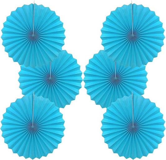 BARTHEW Blue Hanging Paper Fans,Blueaccessories Paper Decorations for Party,Blue Harmony Classroom Decorations,Party Decorations for Boys 16in Hanging Paper Fans 30 Color DIY Set (Sky Blue)