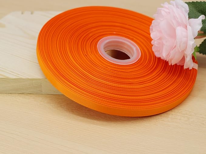 Jesep One Roll 100 Yards Soild Grosgrain Ribbon Boutique Gift Wrapping Package Ribbon, DIY Crafts Bow Hair Headband Accessories Assorted Ribbon #752 (3/8" 10mm, Orange)