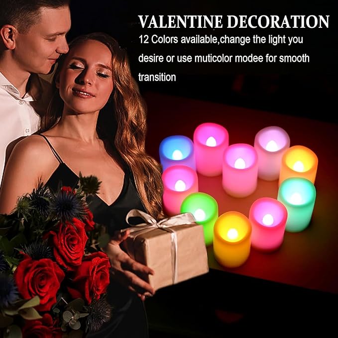 SWEETIME Colored Flameless Votive Candles with Timer-Color Changing Led Tea Light,Battery Operated RGB Votive Candles,Rainbow Tealights Party Decor,1.5"x 2",Set of 10