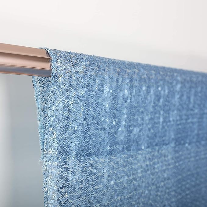 Poise3EHome Baby Blue Sequin Backdrop Curtains,4 Panels 2FTx8FT Glitter Background for Party Birthday Party Baby Shower Wedding Christmas Thanksgiving Holiday Festival Decor