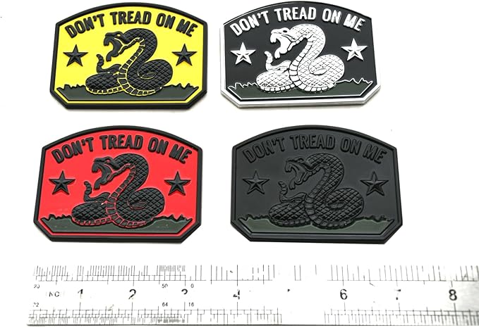1x Gadsden Flag Rattlesnake Car Emblem 3D Decal Sticker with Don't Tread ON ME Slogan Fit for Car Truck Motorcycle Window Door and Flat Surface (Chrome)