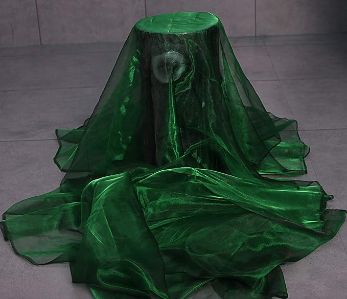 VDS Hunter Green Organza Fabric, 40 Yards Continuous, 45” Wide, Wedding Party Decoration Iridescent Crystal Sheer Shiny Organza Tulle Bridal Dress DIY Crafts Costume Sewing Backdrop Arch Cloth