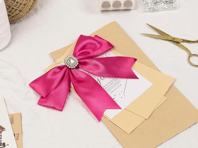 Rose Red Satin Ribbon 1-1/2 inch X Continuous 100 Yards, Single Face Polyester Ribbon Perfect for Gift Wrapping, Flower Bouquet, Wedding Decor, Crafts, Bow Making, Sewing and More