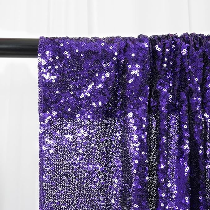 SquarePie Sequin Backdrop Curtain 2FT x 8FT Purple 2pcs Background for Wedding Halloween Party Christmas