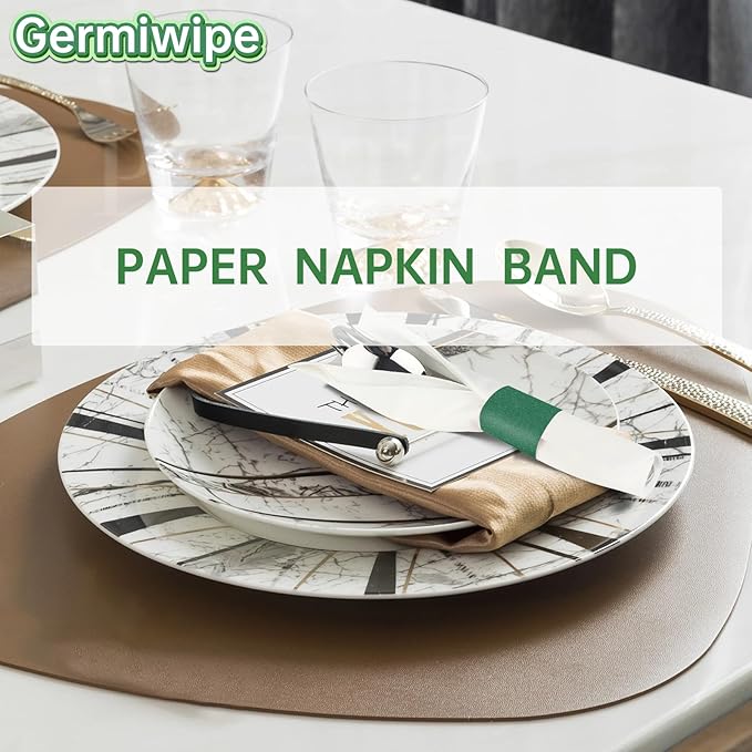 Germiwipe St. Patrick's Day Napkin Bands,Paper Napkin Rings Self Adhesive,Silverware Wraps Bands (Huntre Green-500 pcs)
