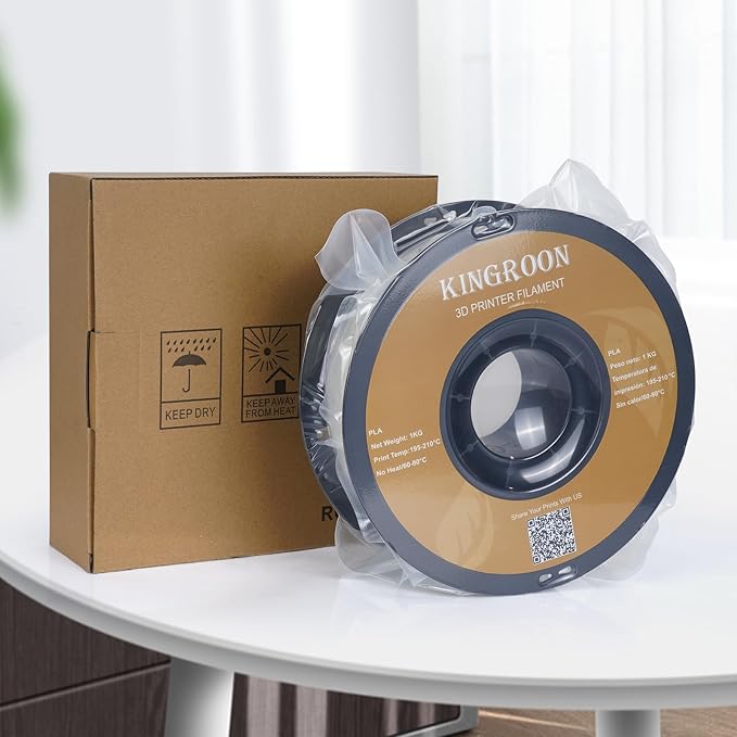 Kingroon White PLA Filament 1.75mm 3D Printer Filament Pla Filament 1kg Filament Dimensional Accuracy +/- 0.02mm, Fit Most FDM Printer
