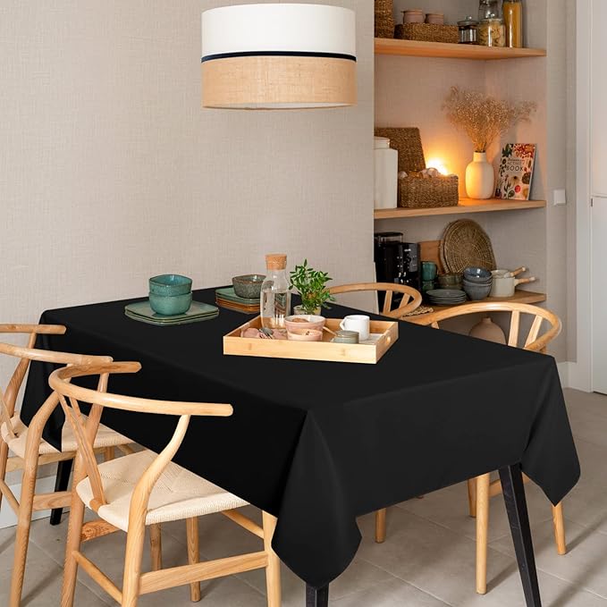 sancua 8 Pack Black Tablecloth 60 x 120 Inch, Rectangle Table Cloth for 8 Feet Tables - Stain and Wrinkle Resistant Washable Polyester Table Cover for Dining Tables, Buffet Parties and Camping