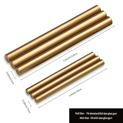 UNIQOOO Mini Glue Gun Sealing Wax Sticks for Wax Seal Stamp - Metallic Antique Gold, Great for Wedding Invitations, Christmas Cards, Snail Mails, Wine Packages, Christmas Gift Ideas, Pack of 16