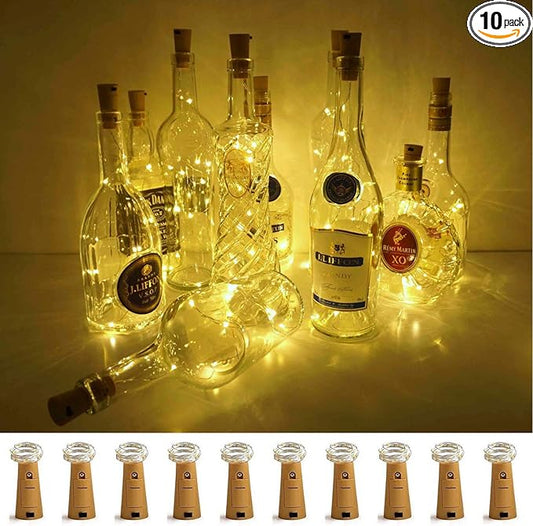 Wine Bottle Lights with Cork, LoveNite 10 Pack Battery Operated Bright LED Fairy Mini String Lights for Liquor Bottles DIY, Birthday Party, Christmas, Wedding - Indoor Decorative Lighting (Warm White)