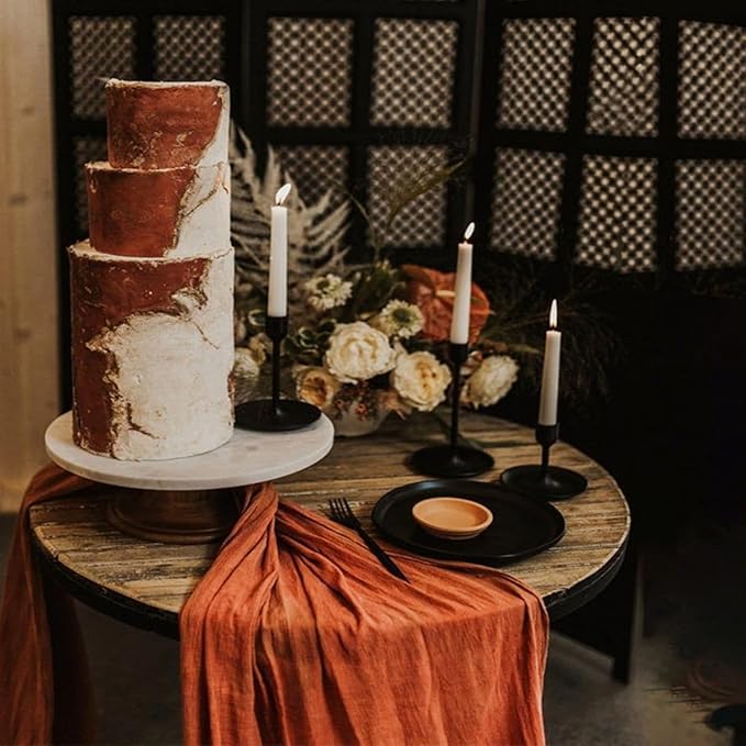 12 Pack Fall Table Runner Terracotta Cheesecloth Table Runner 35x120 Inch Rust Gauze Burnt Orange Cheese Cloth for Wedding Baby Bridal Shower Party Centerpiece Sheer Thanksgiving Fall Decorations