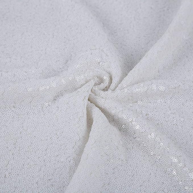 White Sequin Backdrop 2FTx8FT 4 Panels Curtains Party Curtains Sparkle Glitter for Birthday Wedding