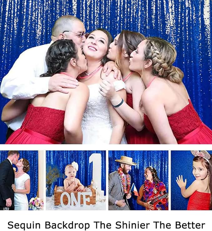 ShiDianYi Sequin Backdrop 8FTx10FT Royal Blue Sequin Wedding Backdrop Photo Backdrop Sequins Backdrops Curtains for Parties Fabric Backdrops Glitter Background for Pictures Shimmer Curtains Payette