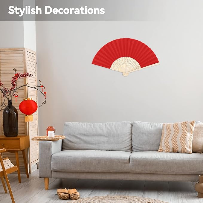 MCEAST 30-Piece Silk Folding Fans with Bamboo Frames - Multicolor, Perfect for Weddings, Parties, Home Decor