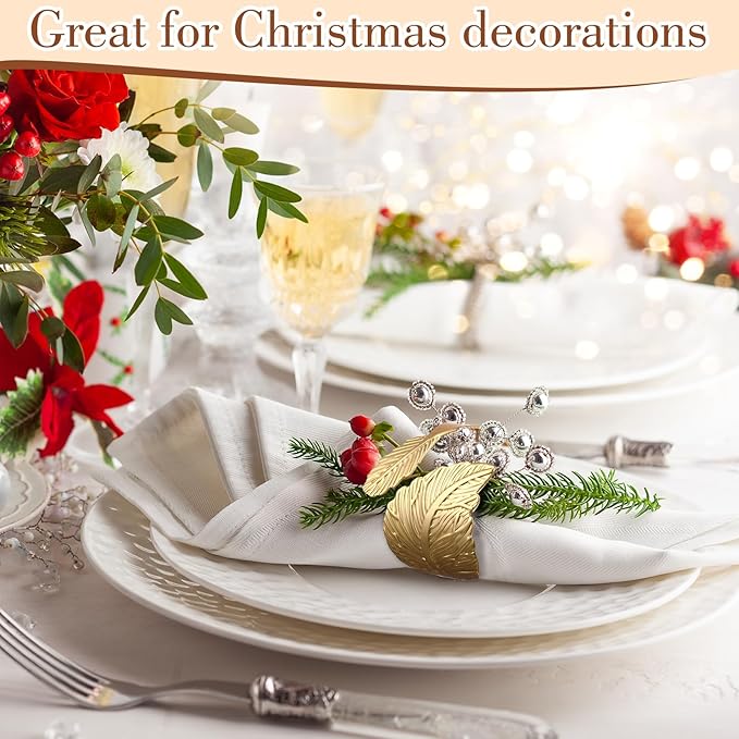 Bokon 100 Pcs Gold Napkin Rings for Wedding Shiny Metal Napkin Holder Study Leaf Shaped Table Decor for Dinner Parties Celebrations Receptions Thanksgiving Easter Christmas
