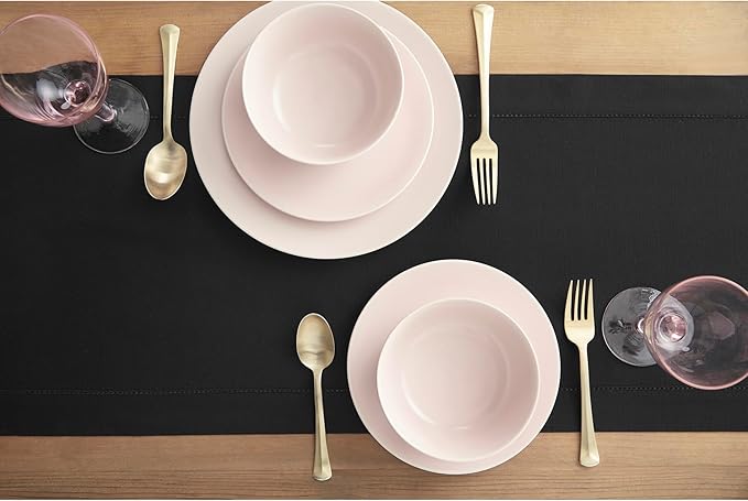 Solino Home Black Table Runner 108 Inches Long - Cotton Linen Hemstitch 14 x 108 Inch Table Runner for Dining, Fall, Autumn, Halloween, Thanksgiving, Holiday
