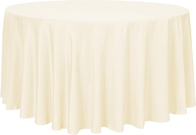 sancua Round Tablecloth - 108 Inch - Water Resistant Spill Proof Washable Polyester Table Cloth Decorative Fabric Table Cover for Dining Tables, Buffet Parties and Camping, Beige