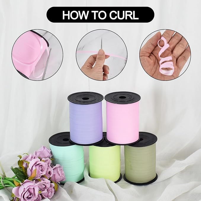 TONIFUL 500 Yards Curling Ribbon-Balloon Ribbon-Balloon String for Art&Craft Decor,Gift Wrapping,Ribbons and Bows for Christmas New Year Birthday Gifts Graduation Supplies (Pastel Pink)