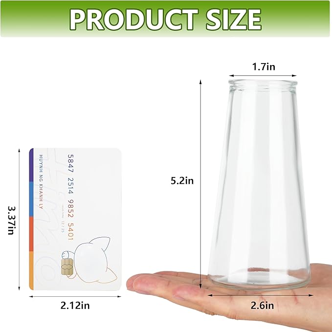 Glass Bud Vases for Centerpieces, Small Flower Vase in Bulk Set of 10, Modern Clear Mini VaseS for Rose Tulip, Wedding Party Dining Table Decor